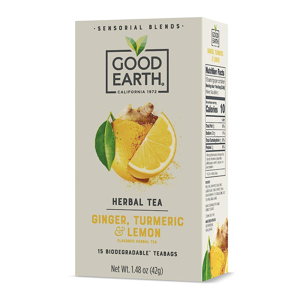 Good Earth Sensorial Blends Ginger, Turmeric and Lemon Herbal Tea, 15 Ea